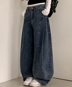 カーブピンタックデニム DEEP DENIM