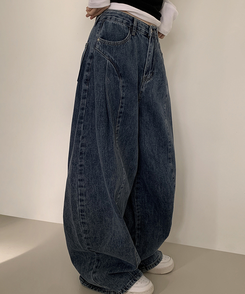 カーブピンタックデニム DEEP DENIM