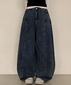 カーブピンタックデニム DEEP DENIM