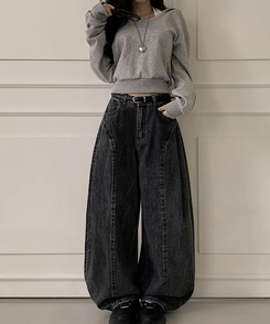 カーブピンタックデニム BLACK DENIM