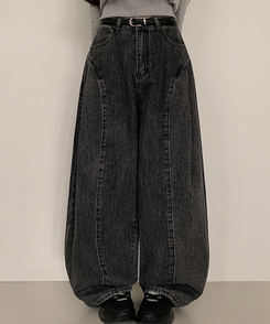 カーブピンタックデニム BLACK DENIM