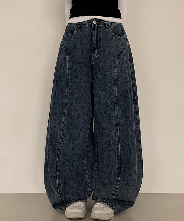カーブピンタックデニム DEEP DENIM