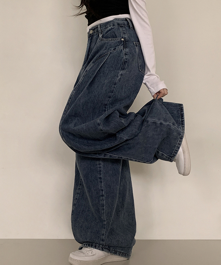 カーブピンタックデニム DEEP DENIM