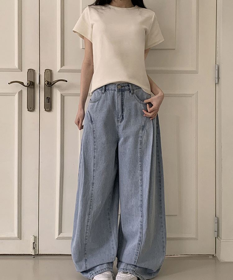 カーブピンタックデニム LIGHT DENIM