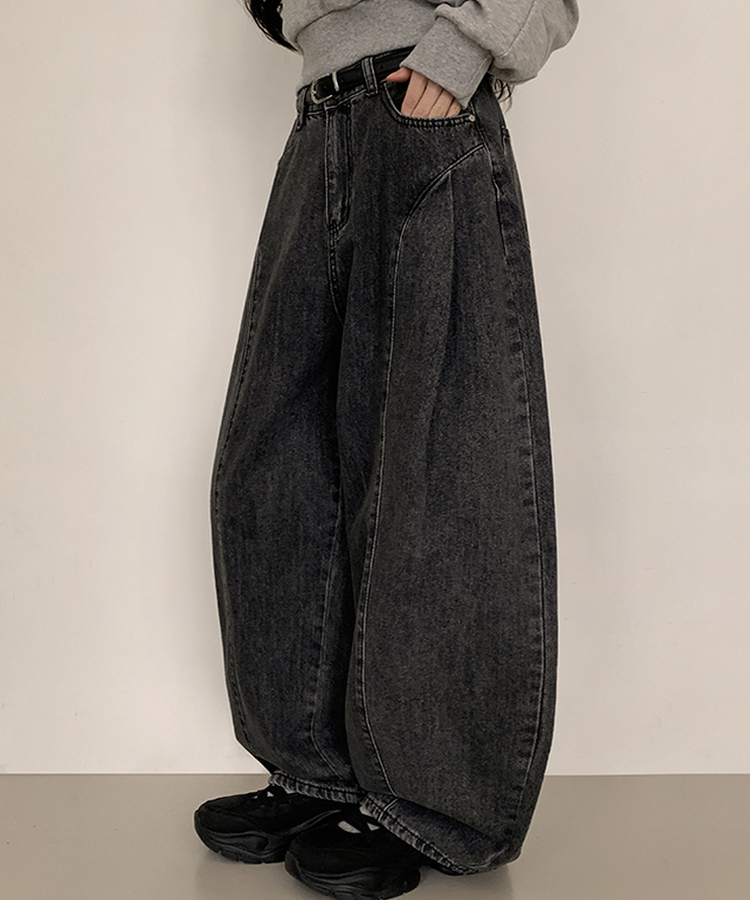 カーブピンタックデニム BLACK DENIM