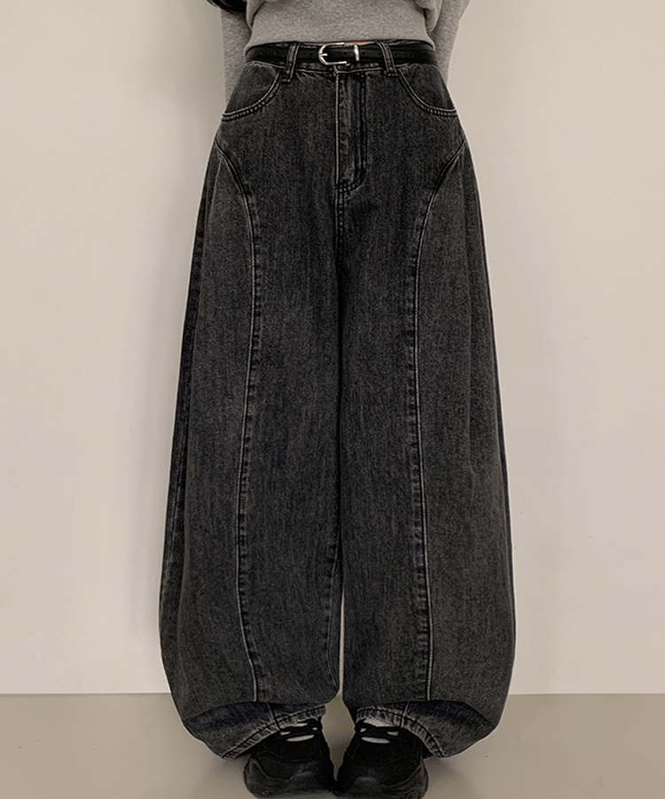カーブピンタックデニム BLACK DENIM