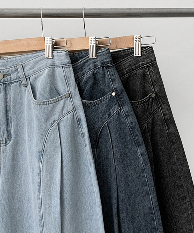 カーブピンタックデニム