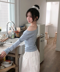 スプライトワンショルダー長袖Tシャツ SKY BLUE