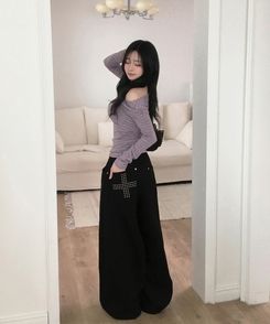 スプライトワンショルダー長袖Tシャツ PURPLE