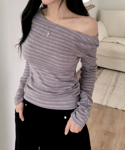 スプライトワンショルダー長袖Tシャツ PURPLE