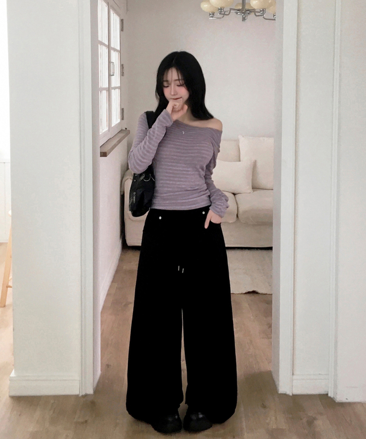 スプライトワンショルダー長袖Tシャツ PURPLE