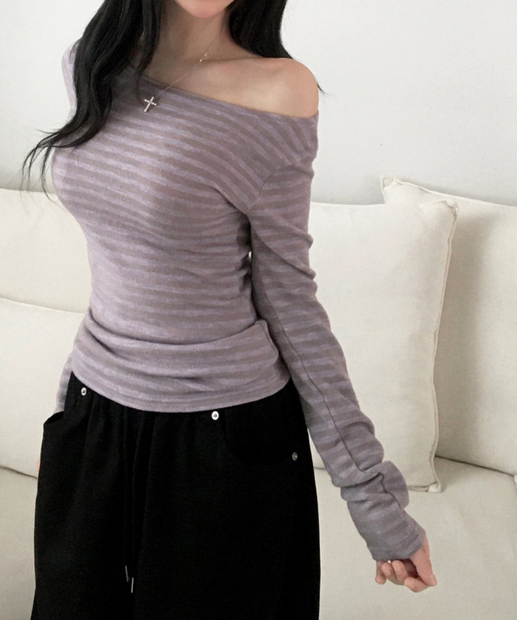 スプライトワンショルダー長袖Tシャツ PURPLE