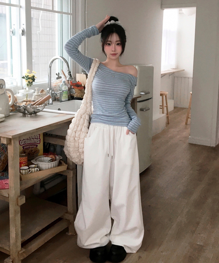 이벳 스터드 와이드 팬츠 화이트