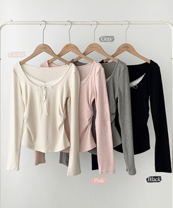 レースリボン長袖Tシャツ