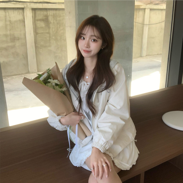 두개를 겹쳐 입은듯 로얄 오버핏 봄 후드집업 일체형 레이어드 블루종 자켓 루즈핏 항공 점퍼 봄 아우터 데일리 야상 아이보리