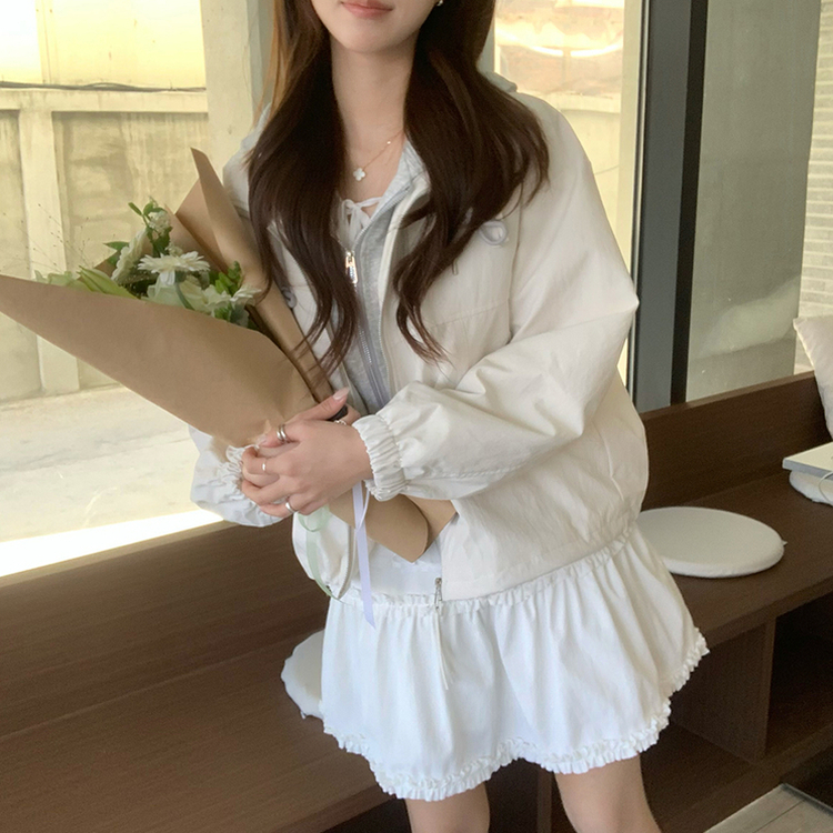 두개를 겹쳐 입은듯 로얄 오버핏 봄 후드집업 일체형 레이어드 블루종 자켓 루즈핏 항공 점퍼 봄 아우터 데일리 야상 아이보리