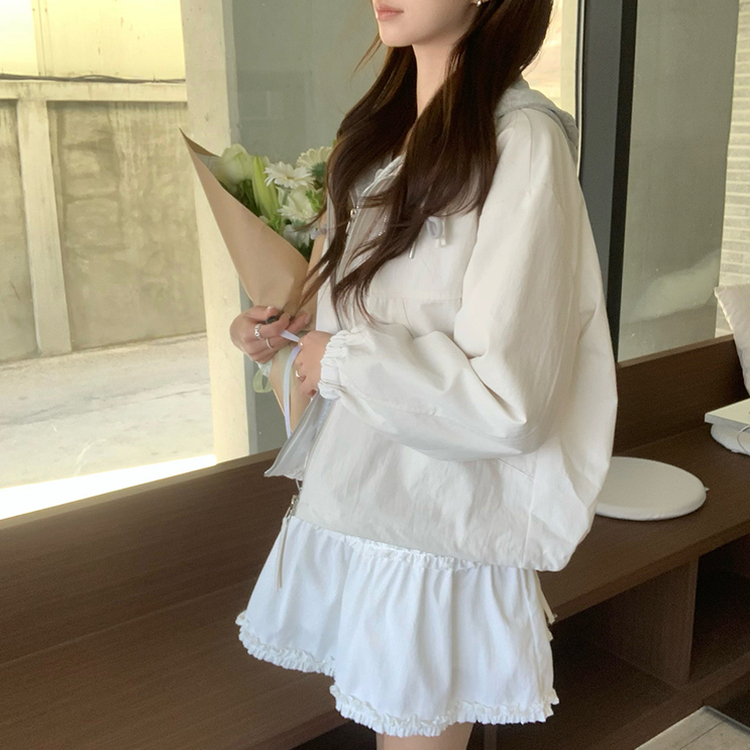 두개를 겹쳐 입은듯 로얄 오버핏 봄 후드집업 일체형 레이어드 블루종 자켓 루즈핏 항공 점퍼 봄 아우터 데일리 야상 아이보리