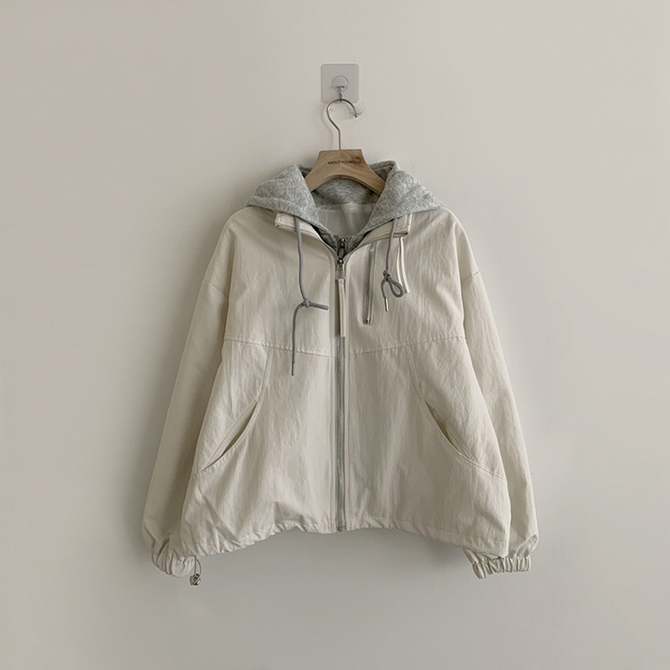 두개를 겹쳐 입은듯 로얄 오버핏 봄 후드집업 일체형 레이어드 블루종 자켓 루즈핏 항공 점퍼 봄 아우터 데일리 야상