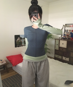 スリットレイヤード長袖Tシャツ TEAL