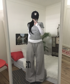 スリットレイヤード長袖Tシャツ GREY