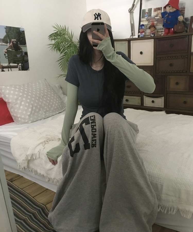 スリットレイヤード長袖Tシャツ TEAL