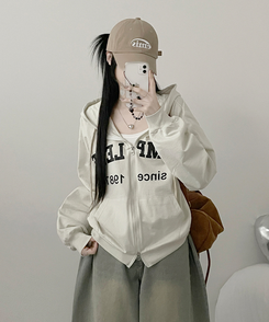 プリントフードジップアップ(6color) IVORY