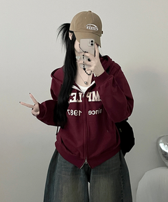 プリントフードジップアップ(6color) BURGUNDY