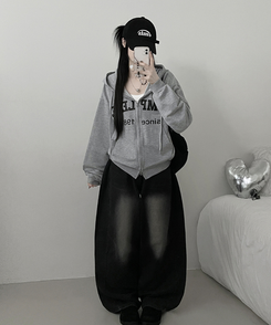 プリントフードジップアップ(6color) GREY