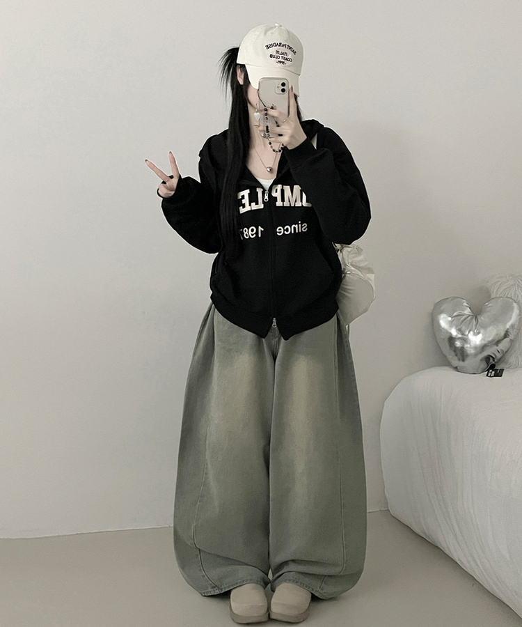 컴플레터링프린팅투웨이커버핏후드집업 블랙