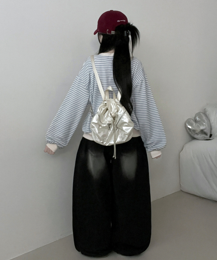 バイカラーVネックトレーナー SKY BLUE