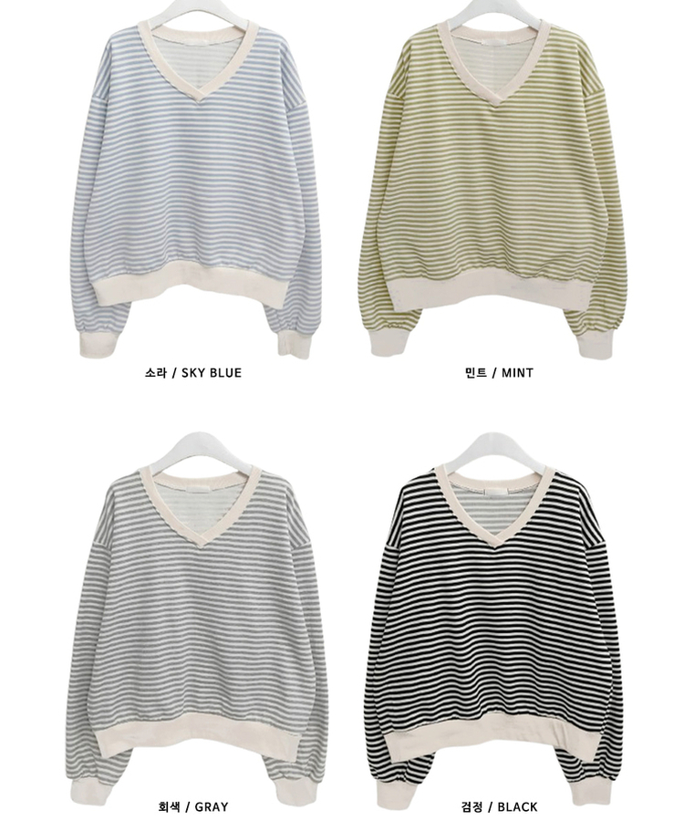 バイカラーVネックトレーナー