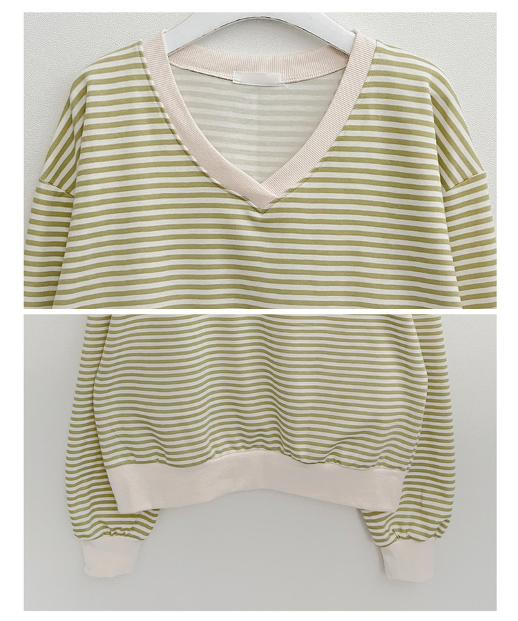 バイカラーVネックトレーナー