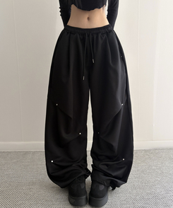 【丈別】ヘビーワイドリベットシャーリングパンツ BLACK