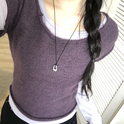 レイヤードニット長袖Tシャツ PURPLE