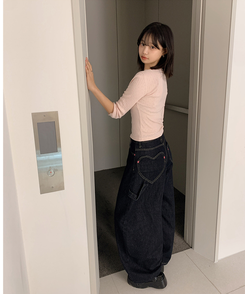 ハートポケットカーゴデニムパンツ DEEP DENIM