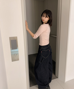 ハートポケットカーゴデニムパンツ DEEP DENIM