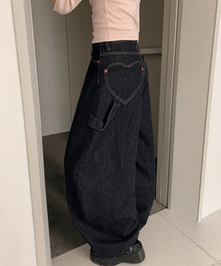 ハートポケットカーゴデニムパンツ DEEP DENIM