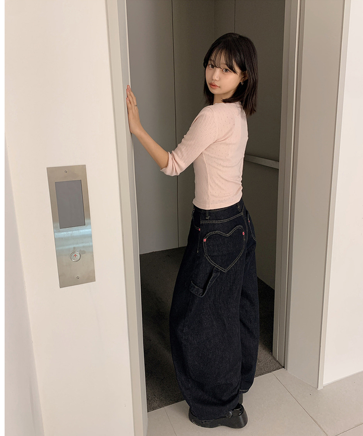 ハートポケットカーゴデニムパンツ DEEP DENIM