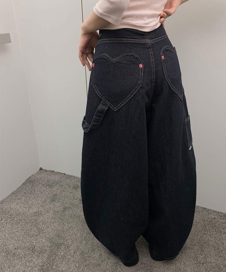 ハートポケットカーゴデニムパンツ DEEP DENIM