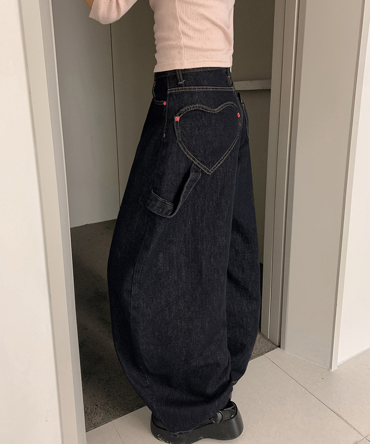 ハートポケットカーゴデニムパンツ DEEP DENIM