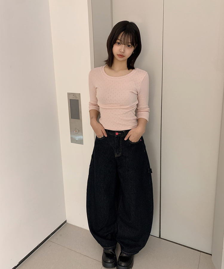 ハートポケットカーゴデニムパンツ DEEP DENIM