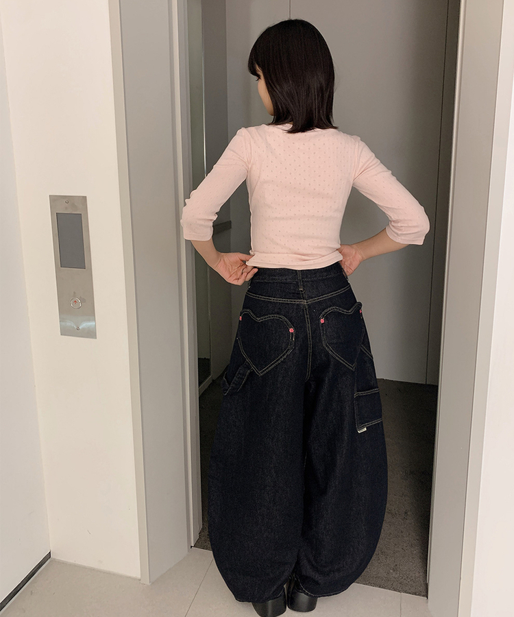 ハートポケットカーゴデニムパンツ DEEP DENIM