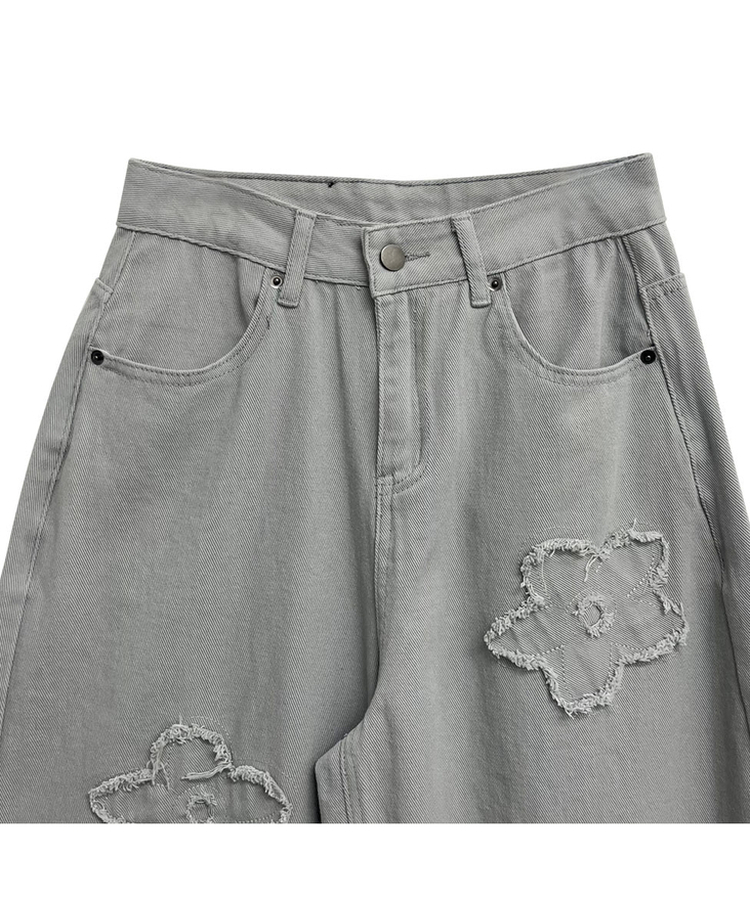 フラワー刺繍ワイドバルーンパンツ