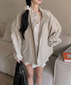 ハイネックウィンドブレーカージャケット LIGHT GRAY