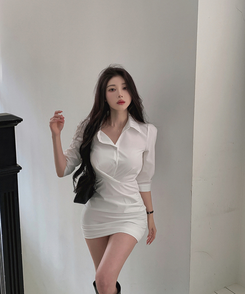 ホワイトシャツミニワンピース WHITE