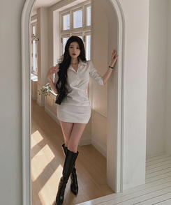 ホワイトシャツミニワンピース WHITE