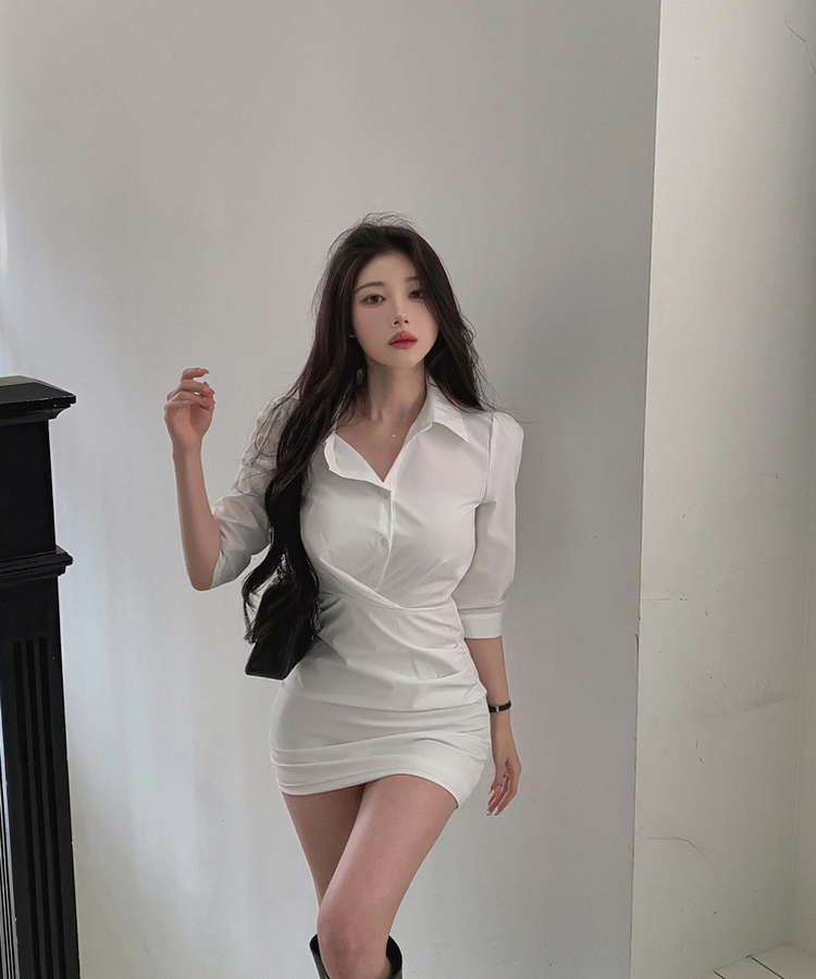 ホワイトシャツミニワンピース WHITE