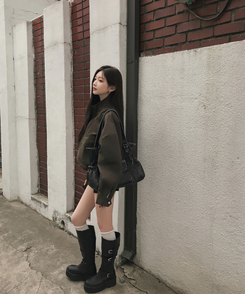 ハイネッククロップドジャケット KHAKI