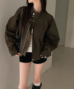 ハイネッククロップドジャケット KHAKI