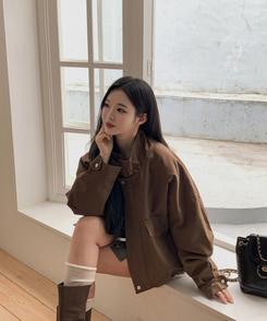 ハイネッククロップドジャケット BROWN